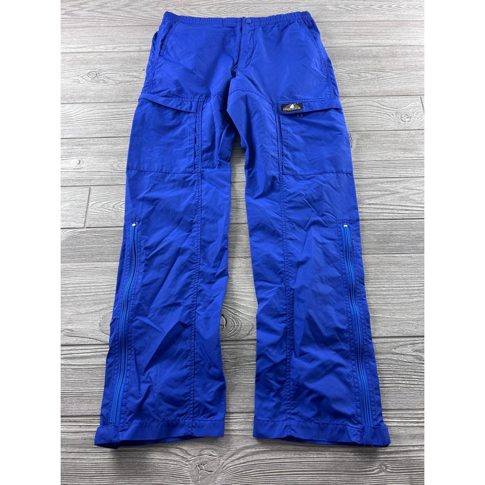 Sierra Designs Mens Blue Nylon Cargo Hiking Pants Side Zip Gorpcore Small
